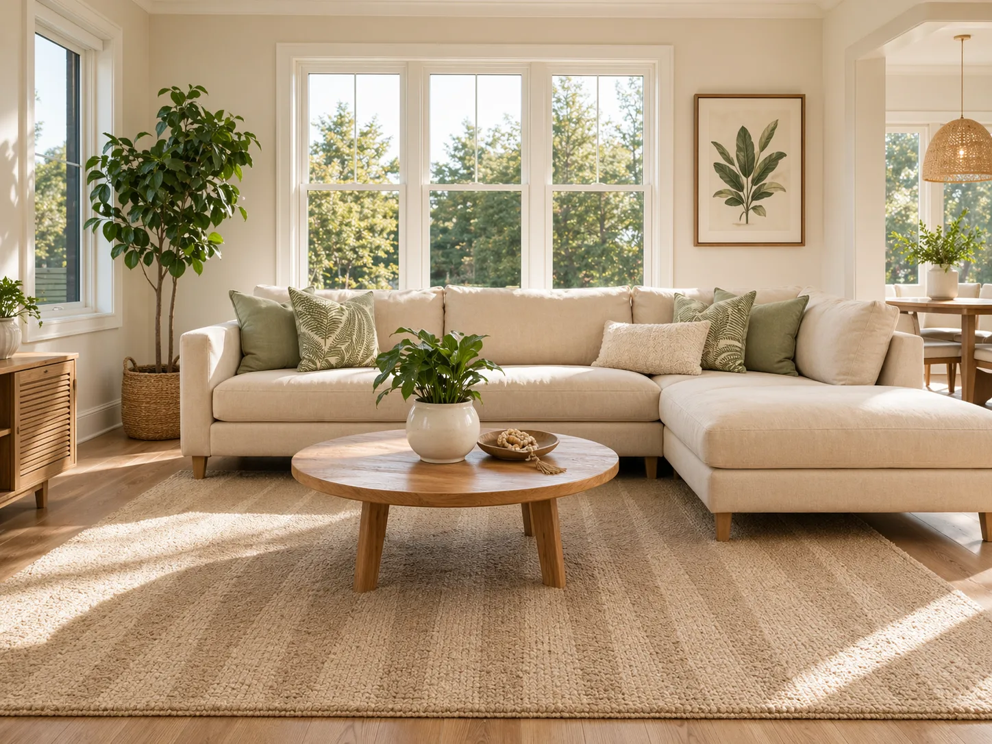 Fresh living room after recurring residential cleaning